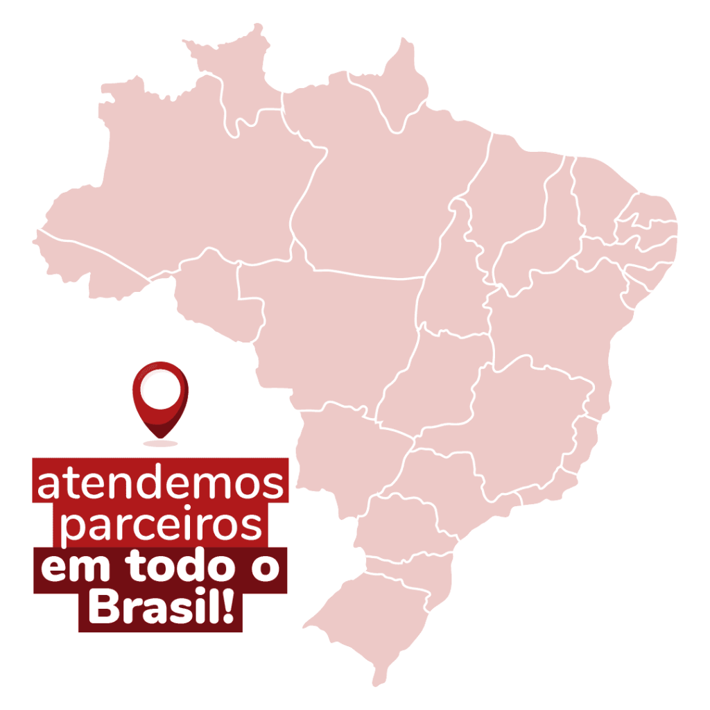 Mapa do Brasil com marcas representando nossos parceiros